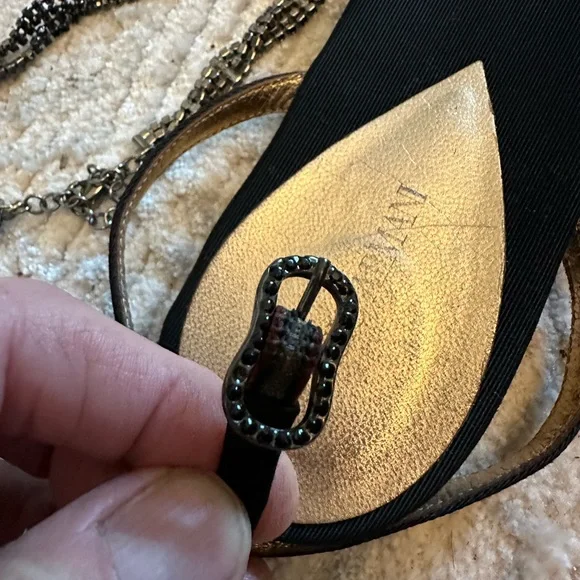 Giorgio Armani Black and Gold Sandals - Picture 9 of 12